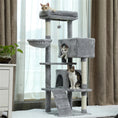 Load image into Gallery viewer, 56" Cat Tree for Indoor Cats Cat Condos for Adult Cats with Padded Plush Perch and Cozy Basket Cat Tower for Large Cats , Gray