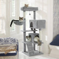 Load image into Gallery viewer, 56" Cat Tree for Indoor Cats Cat Condos for Adult Cats with Padded Plush Perch and Cozy Basket Cat Tower for Large Cats , Gray